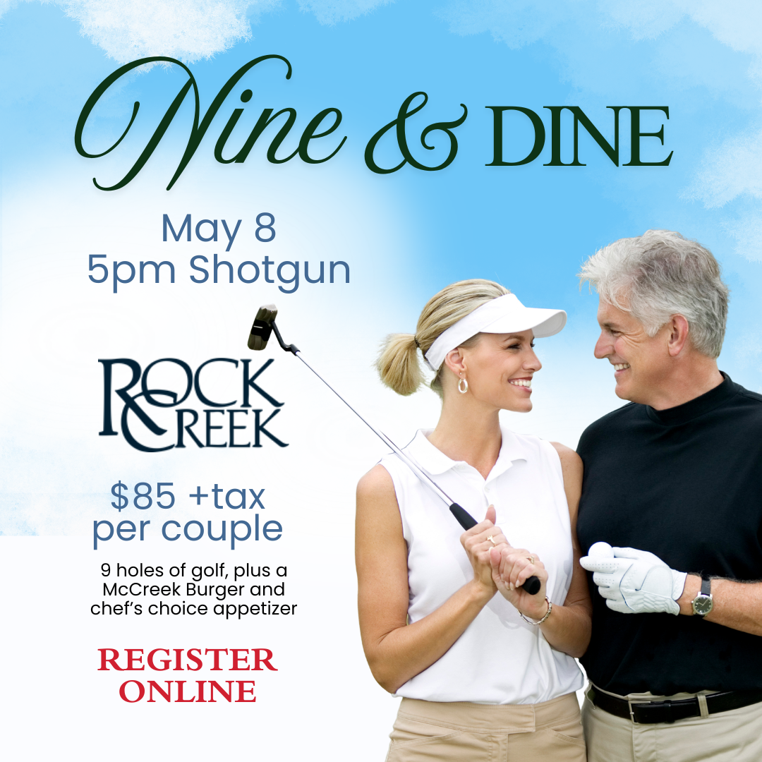 Nine & Dine, couple golfing